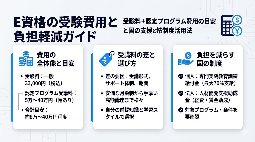 E資格の受験にかかる費用と負担を減らす方法