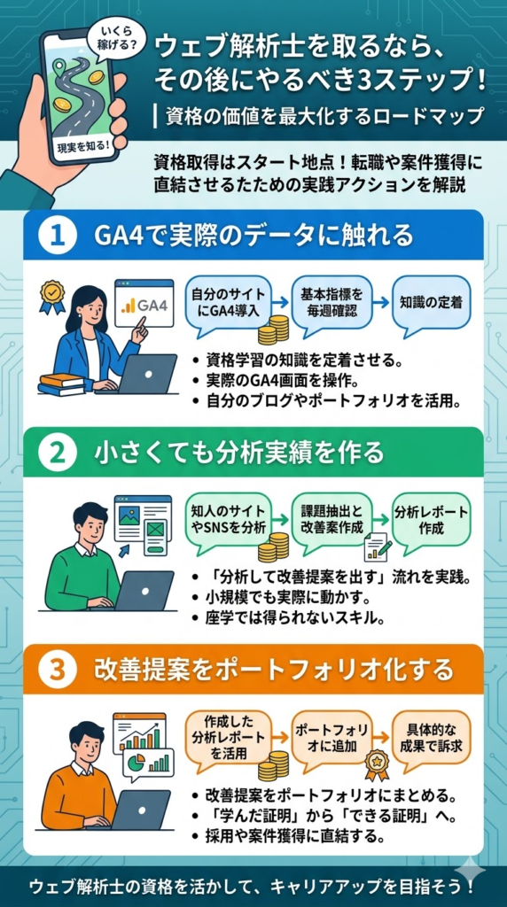 ウェブ解析士を取るなら、その後にやるべき3ステップ