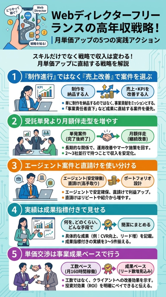 Webディレクターがフリーランスで高年収を得るための実践戦略