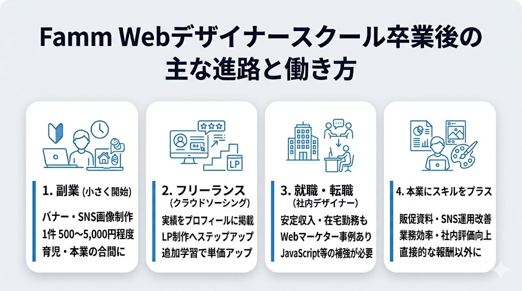 Famm Webデザイナースクール卒業後の主な進路と働き方