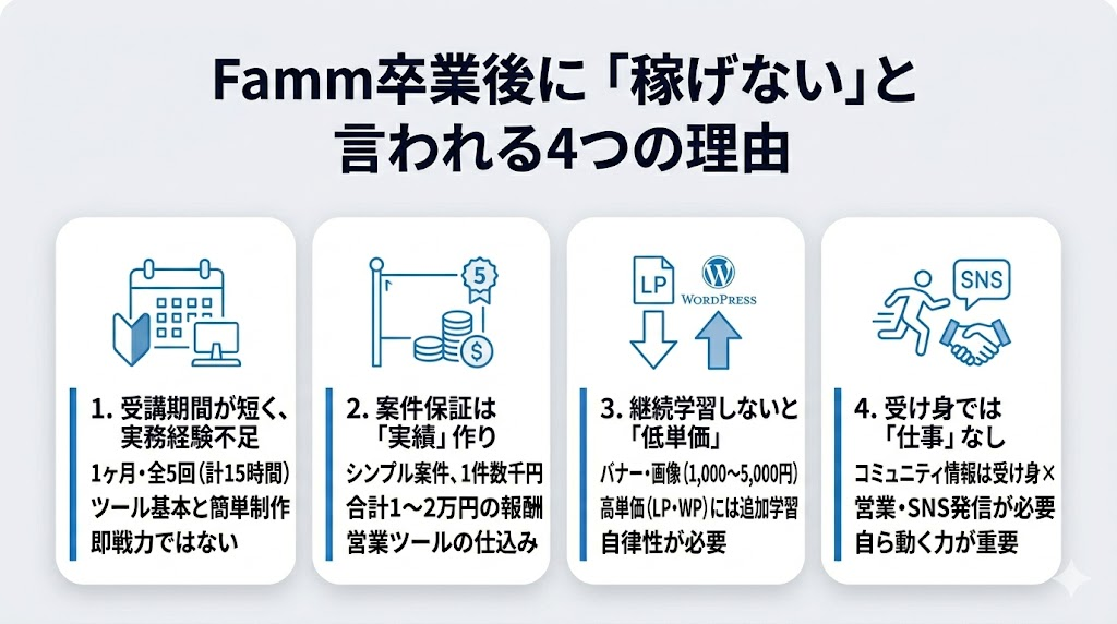 Famm Webデザイナースクール卒業後に「稼げない」と言われる理由