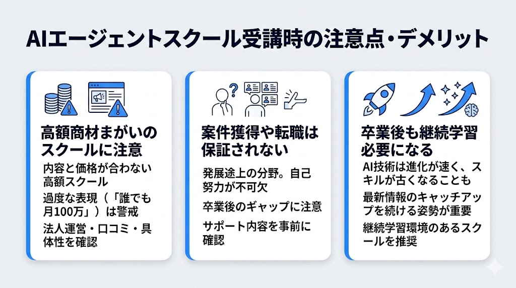 AIエージェントスクール受講時の注意点・デメリット