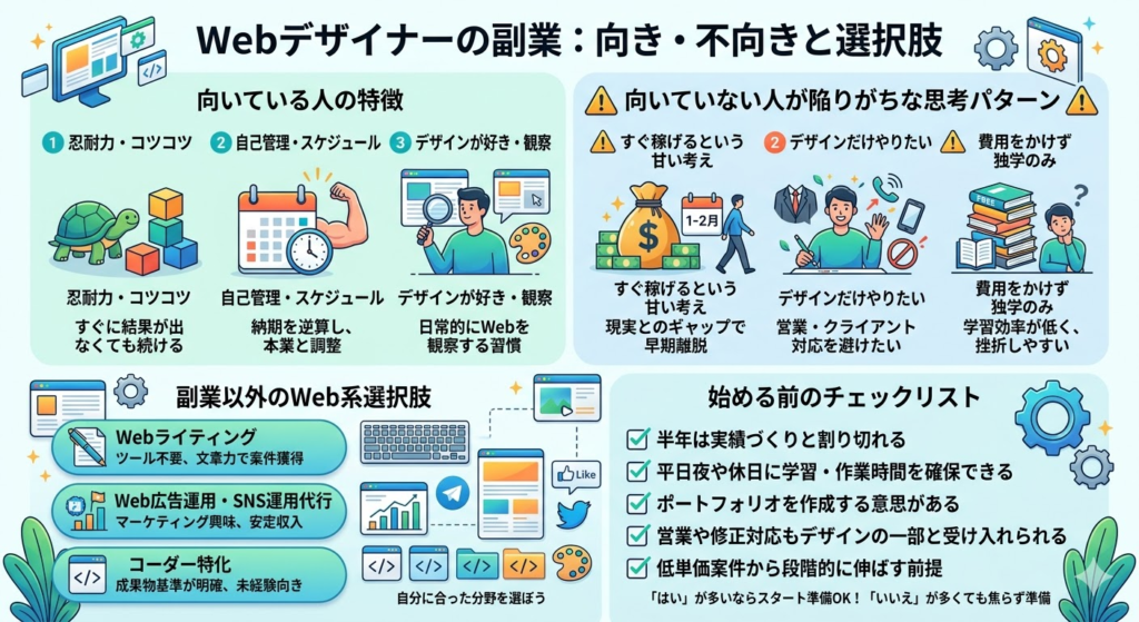 Webデザイナーの副業が向いている人・向いていない人