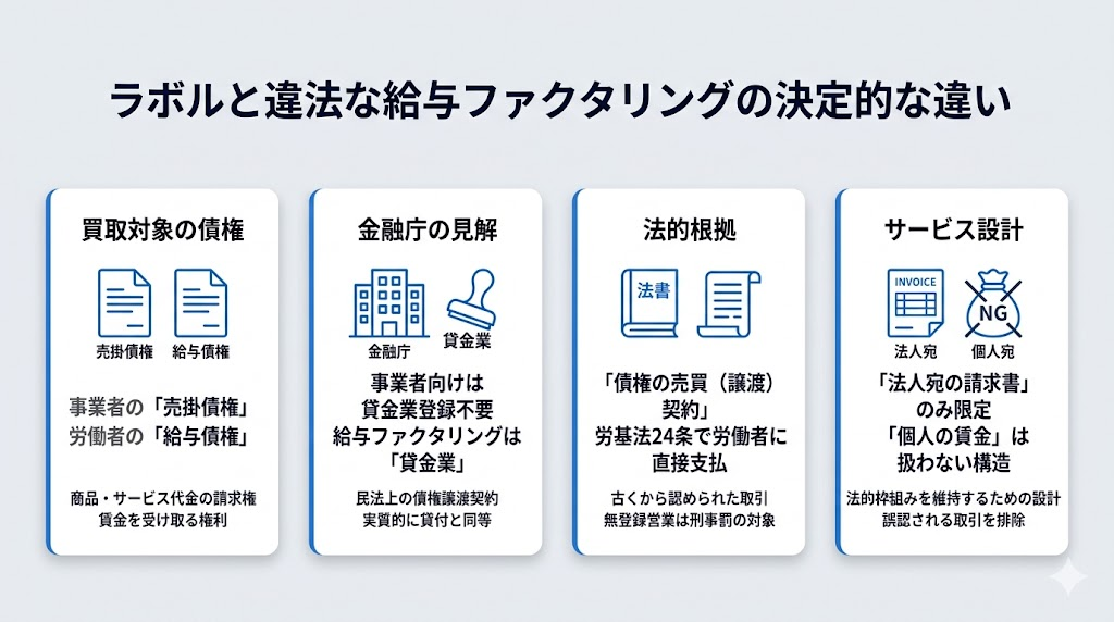 ラボルと違法な給与ファクタリングの決定的な違い
