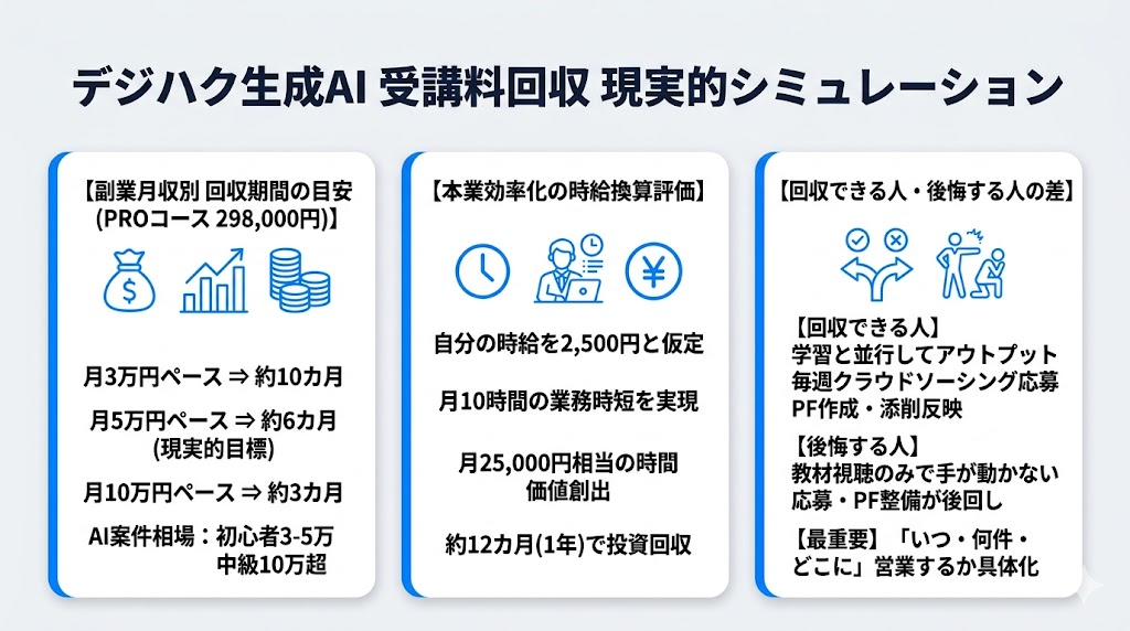 デジハク生成AIの受講料を回収する現実的なシミュレーション