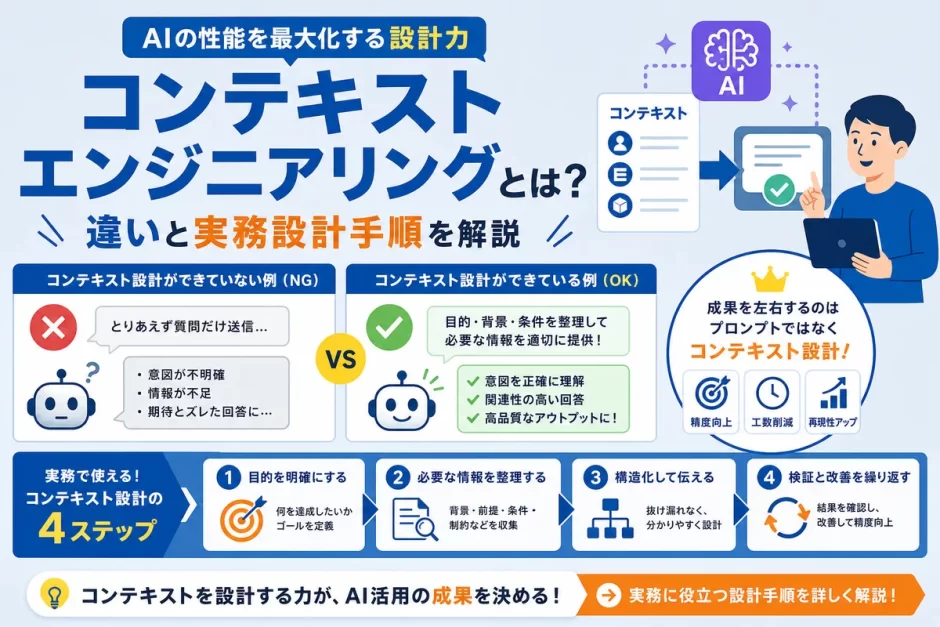 コンテキストエンジニアリングとは？違いと実務設計手順を解説