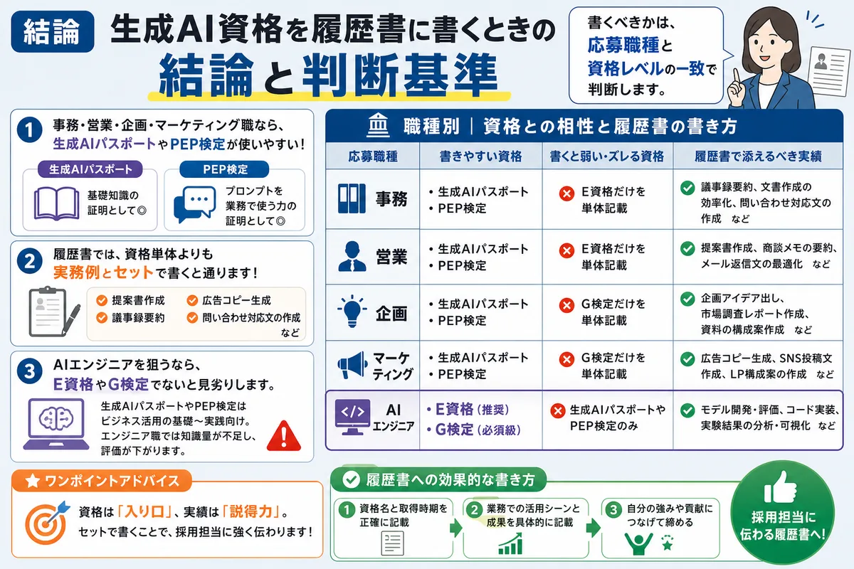 生成AI資格を履歴書に書くときの結論と判断基準