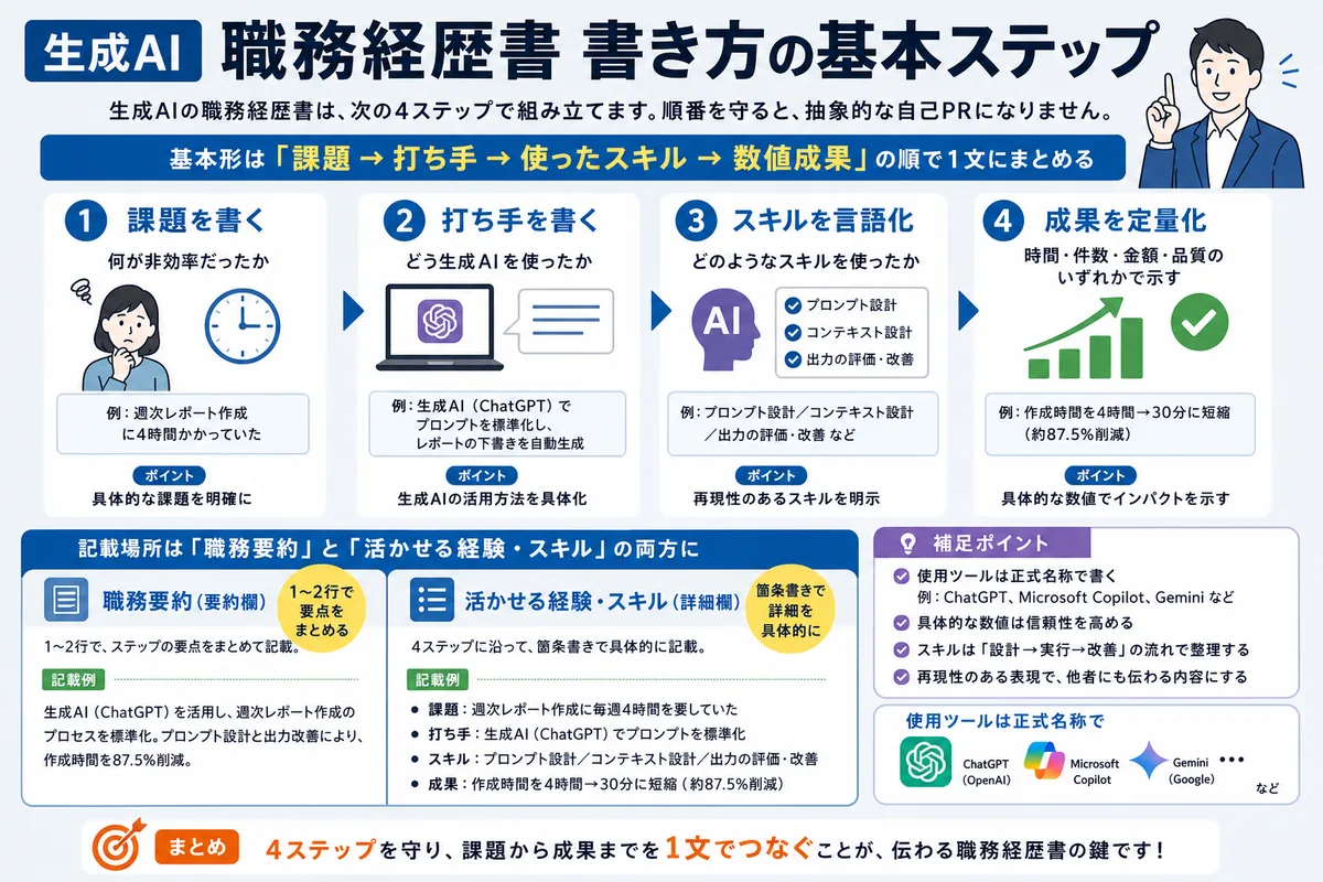 生成AI 職務経歴書 書き方の基本ステップ