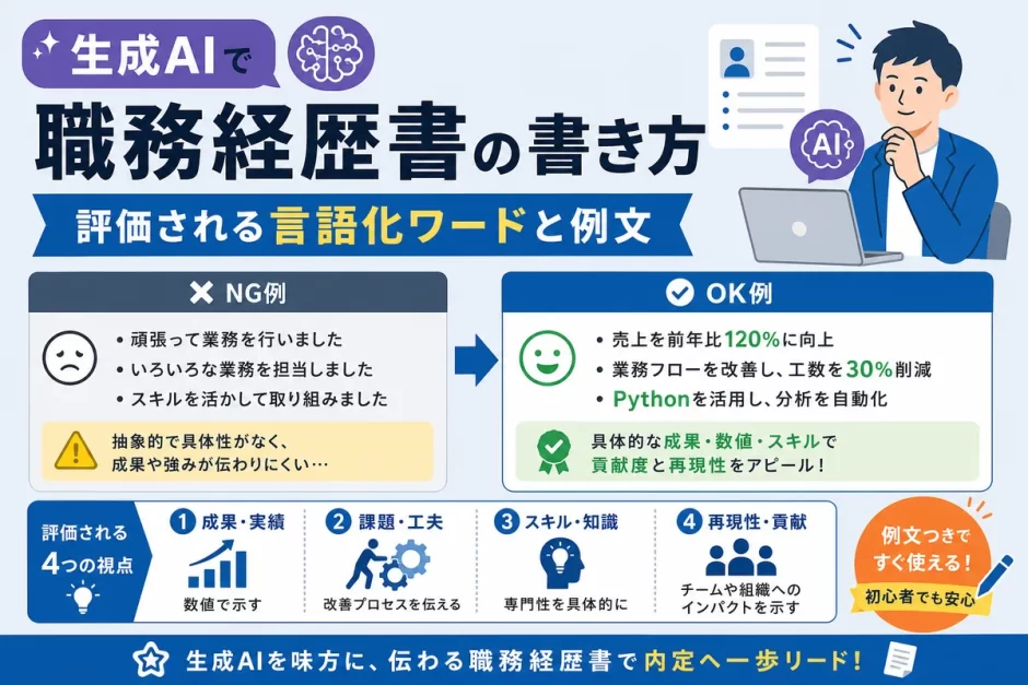 生成AI職務経歴書の書き方｜評価される言語化ワードと例文