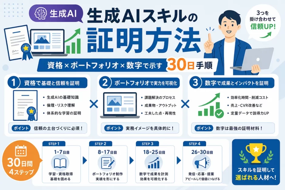 生成AIスキルの証明方法｜資格×ポートフォリオ×数字で示す30日手順