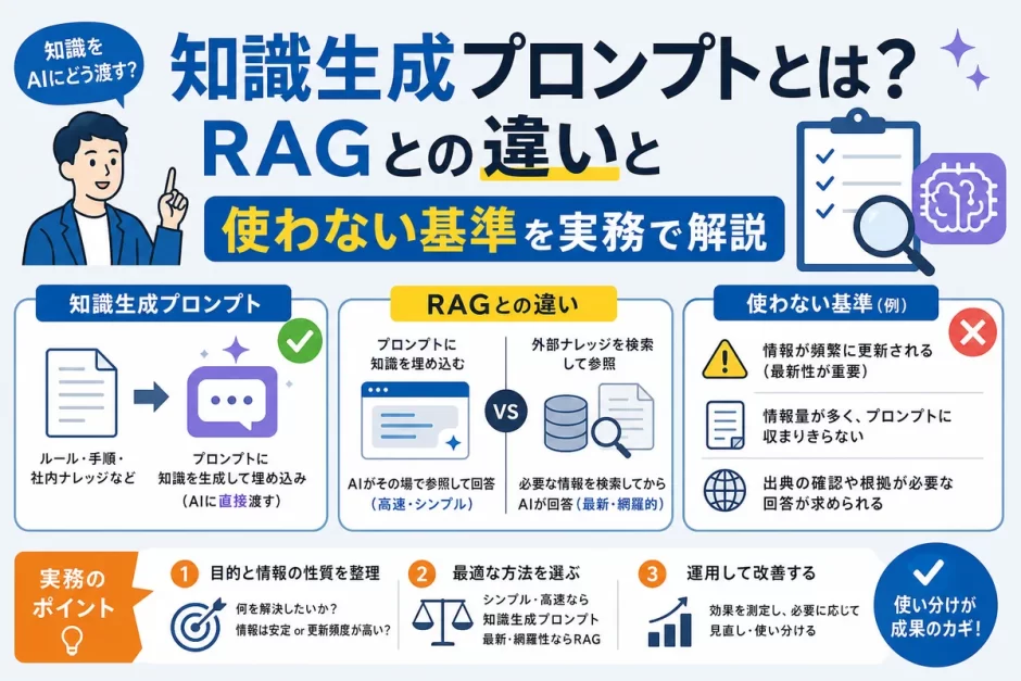 知識生成プロンプトとは？RAGとの違いと使わない基準を実務で解説