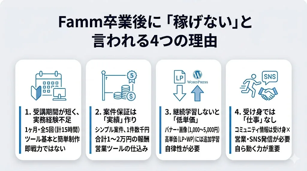 Famm Webデザイナースクール卒業後に「稼げない」と言われる理由
