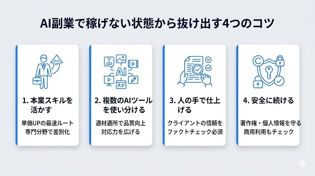 AI副業で稼げない状態から抜け出す4つのコツ