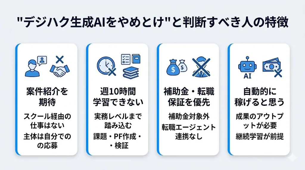 デジハク生成AIをやめとけと判断すべき人の特徴