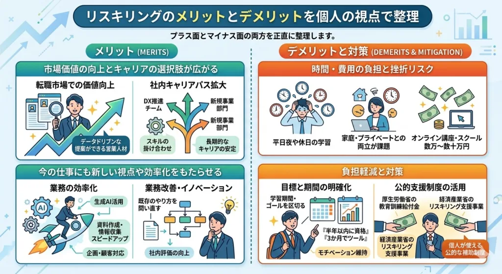 リスキリングのメリットとデメリットを個人の視点で整理