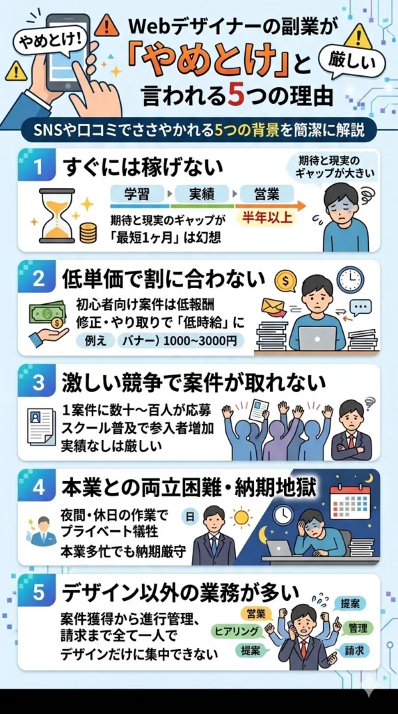 Webデザイナーの副業が「やめとけ」と言われる5つの理由
