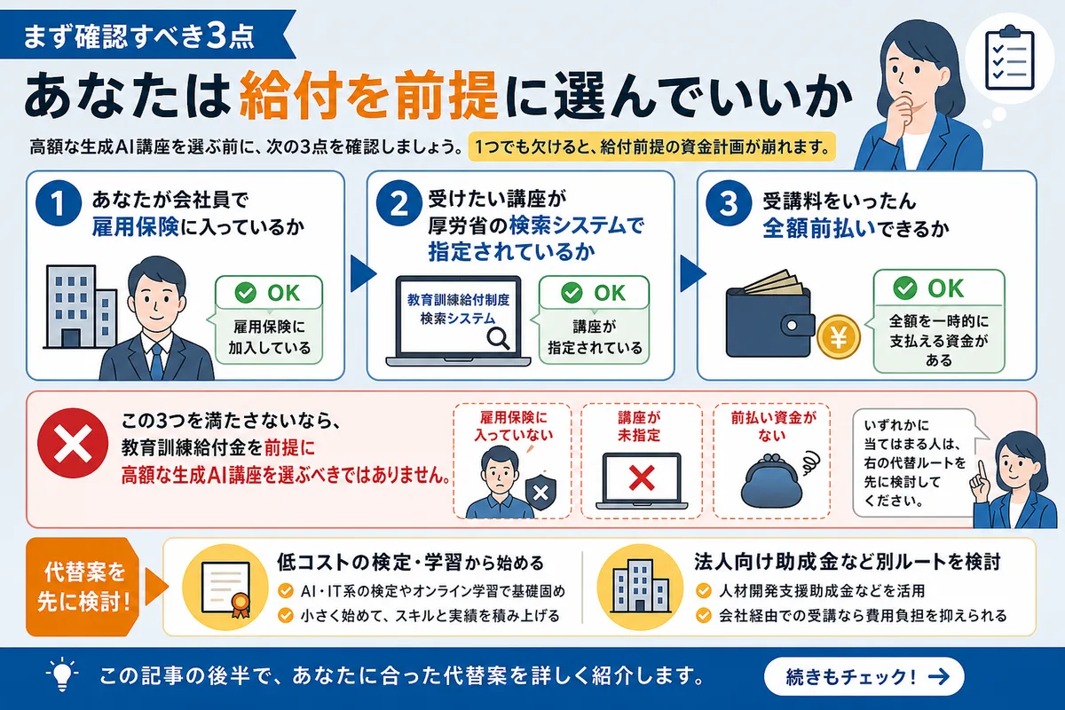 まず確認すべき3点|あなたは給付を前提に選んでいいか