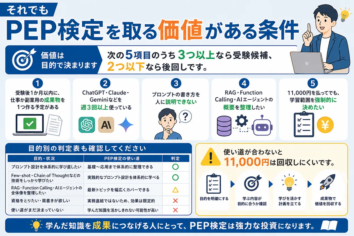 それでもPEP検定を取る価値がある条件