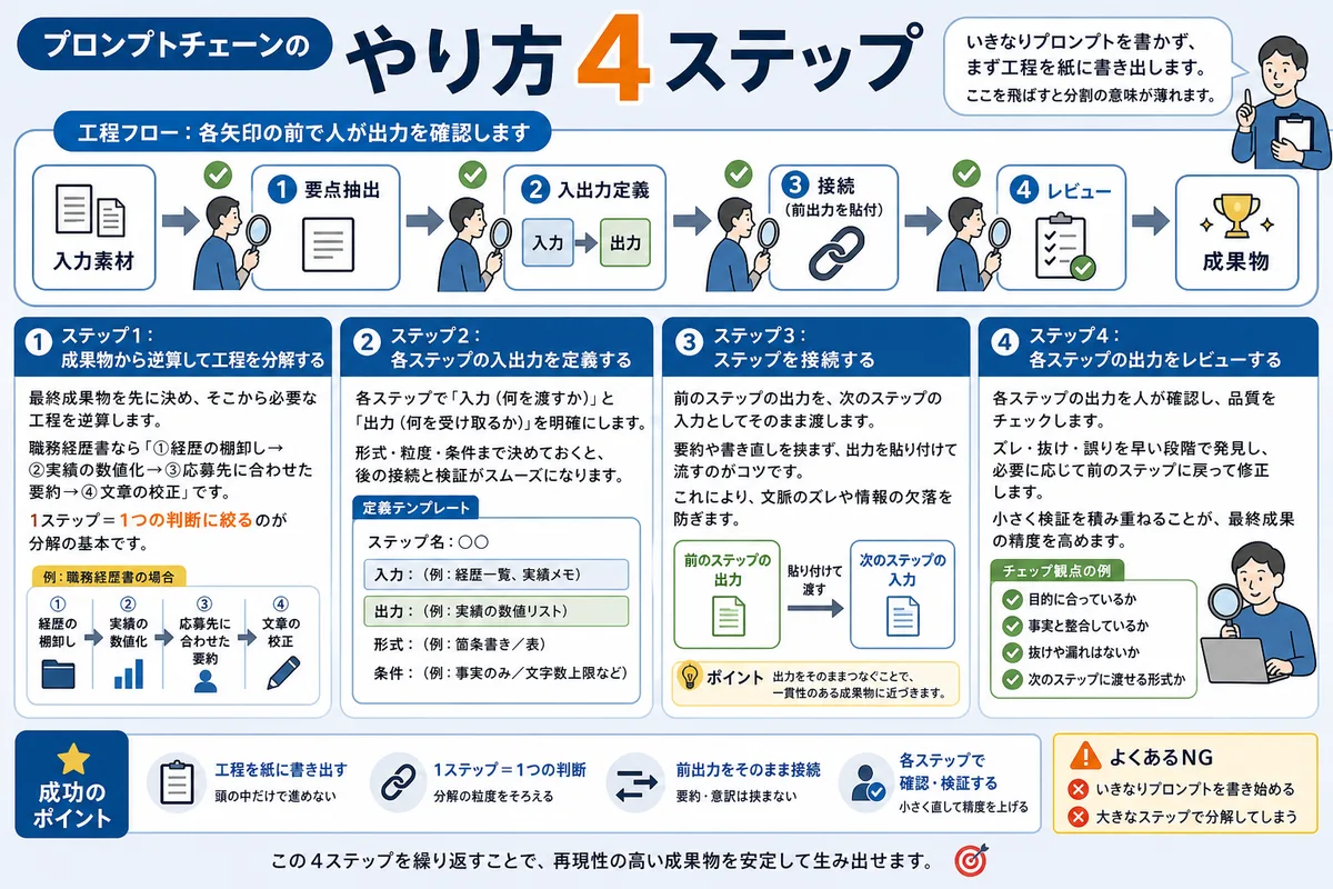 プロンプトチェーンのやり方4ステップ