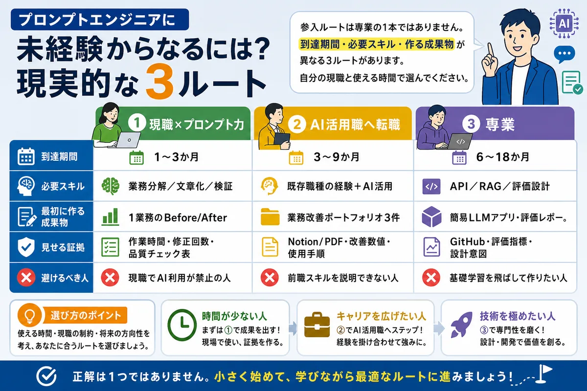 プロンプトエンジニアに未経験からなるには?現実的な3ルート