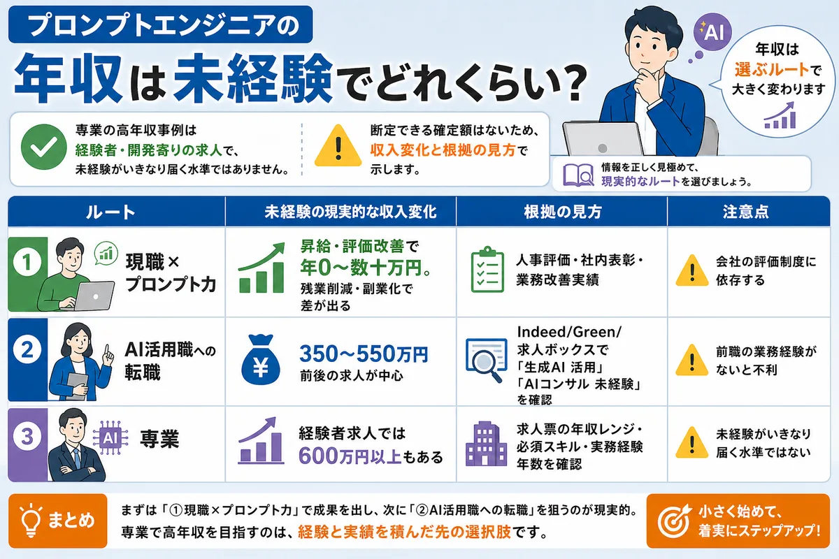 プロンプトエンジニアの年収は未経験でどれくらい?
