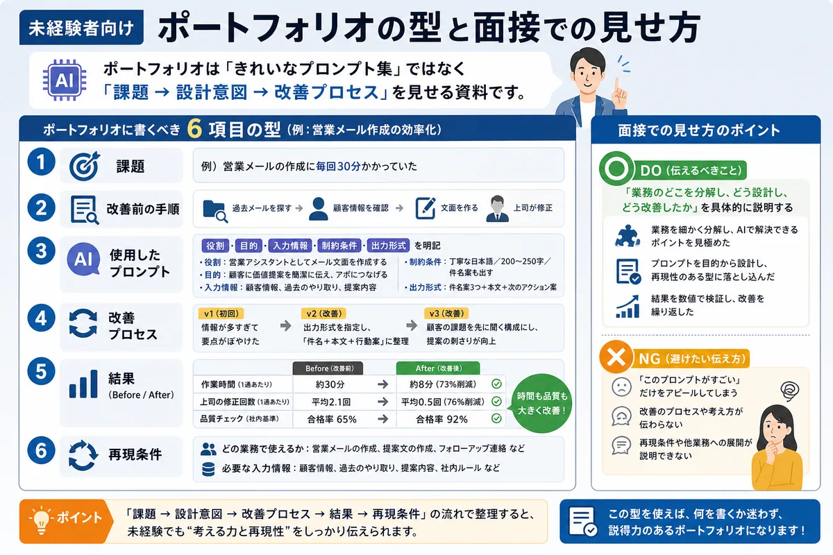 未経験者向けポートフォリオの型と面接での見せ方