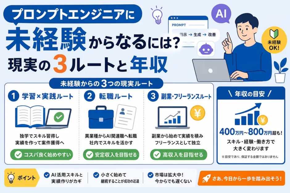 プロンプトエンジニアに未経験からなるには？現実の3ルートと年収