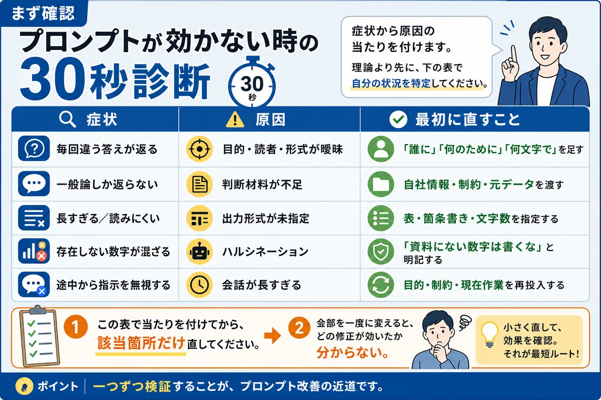 まず確認｜プロンプトが効かない時の30秒診断