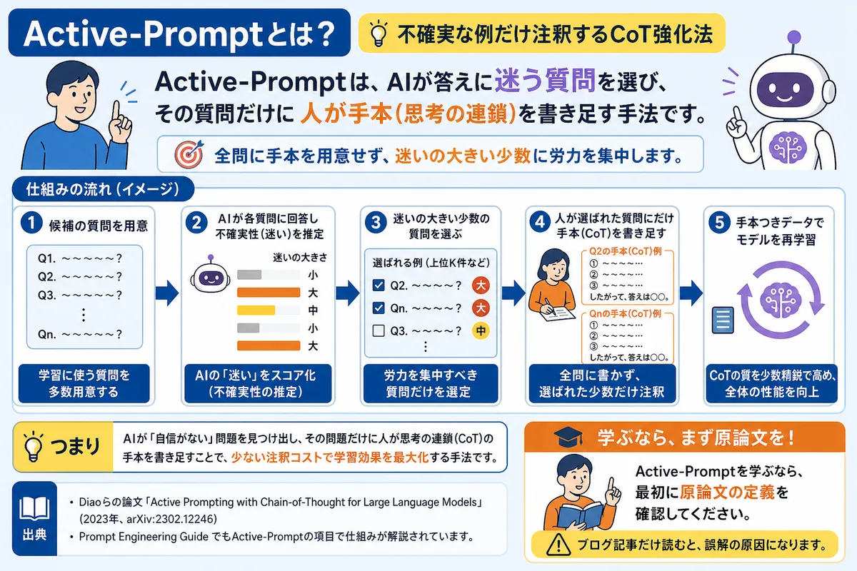 Active-Promptとは?不確実な例だけ注釈するCoT強化法