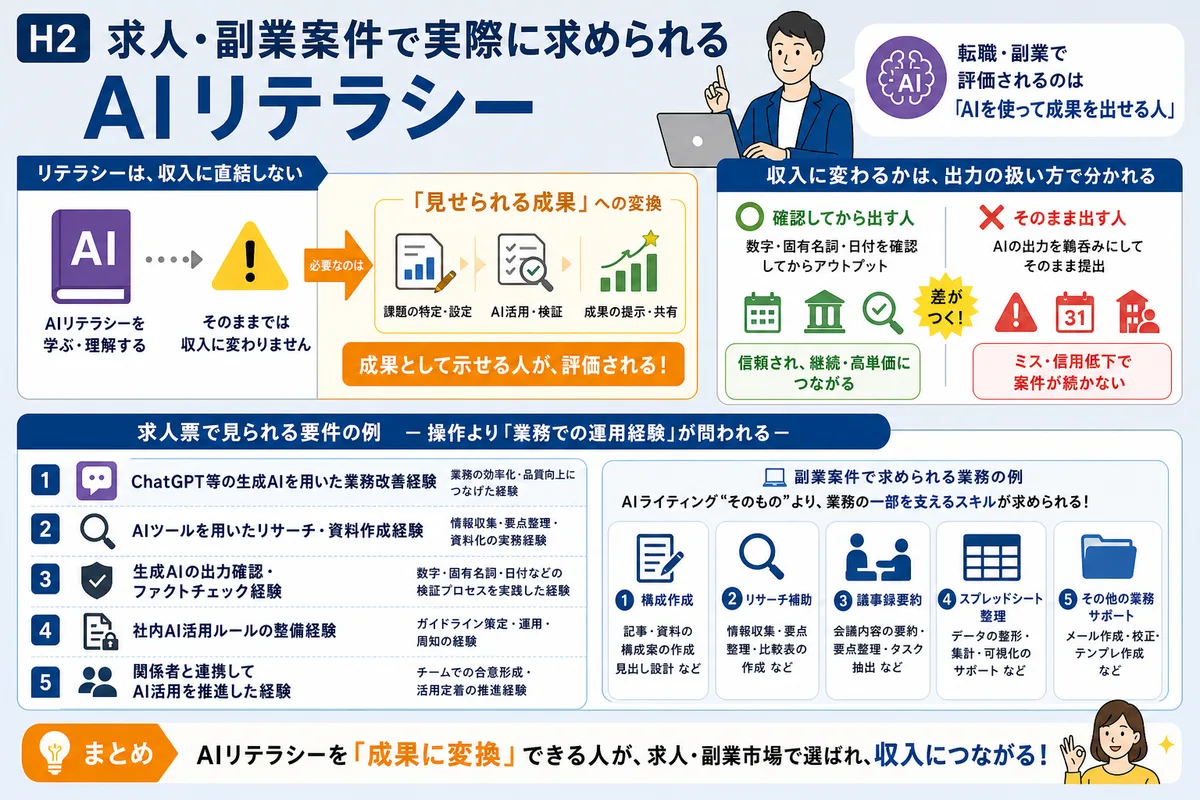 求人・副業案件で実際に求められるAIリテラシー