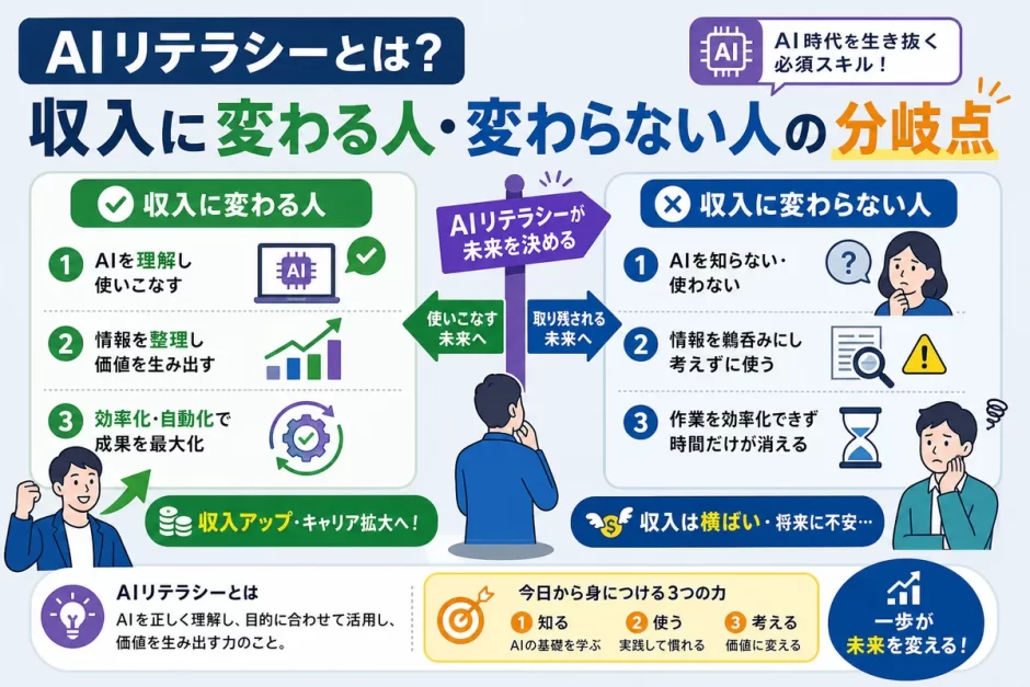 AIリテラシーとは？収入に変わる人・変わらない人の分岐点