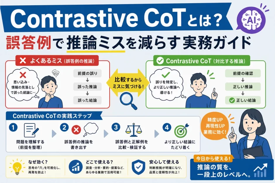 Contrastive CoTとは？誤答例で推論ミスを減らす実務ガイド