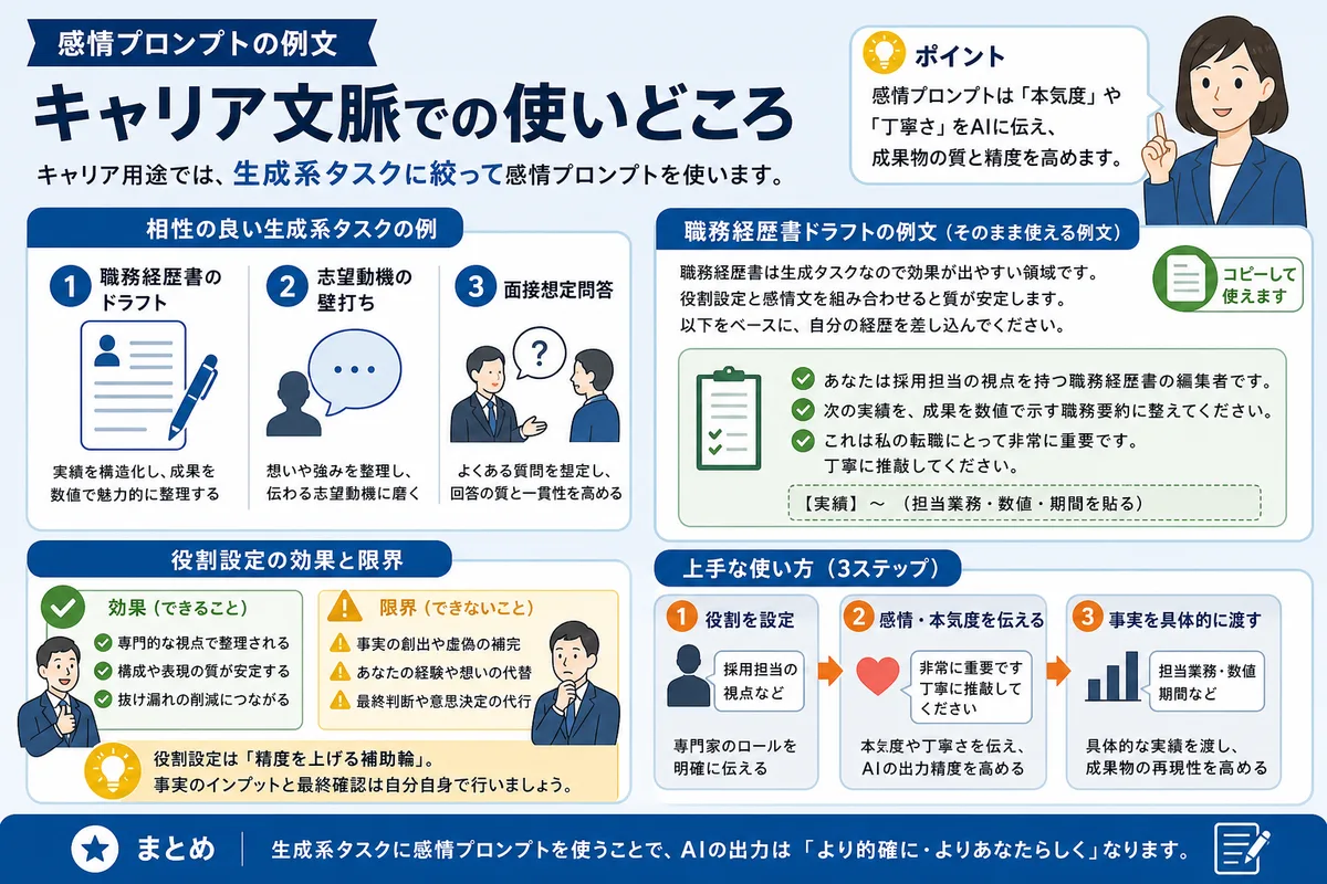 感情プロンプトの例文|キャリア文脈での使いどころ