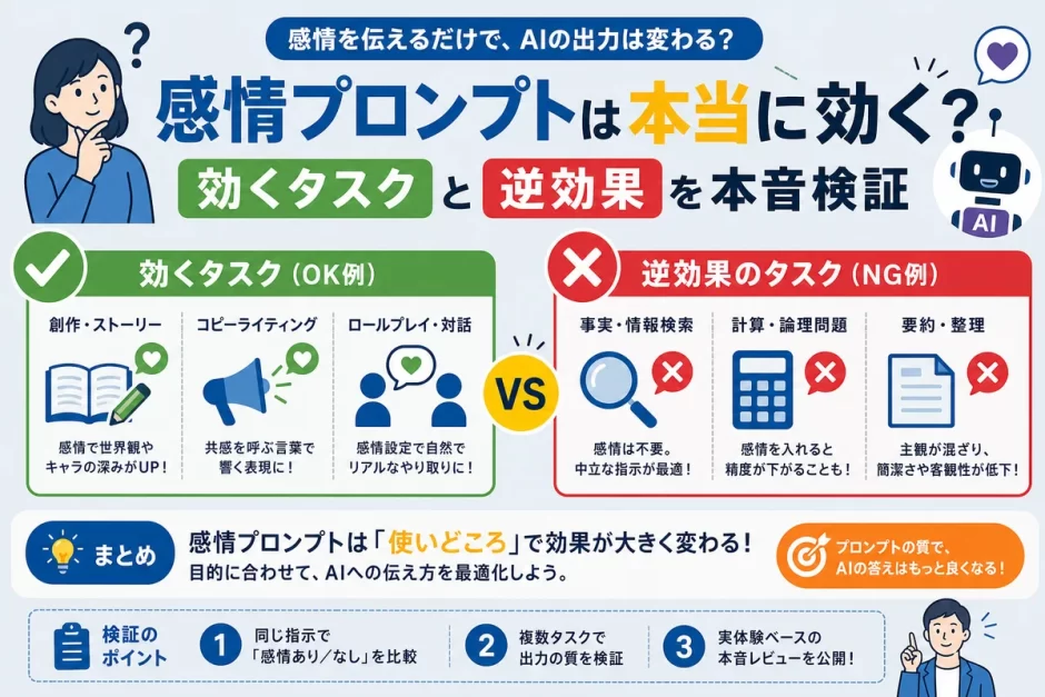 感情プロンプトは本当に効く？効くタスクと逆効果を本音検証