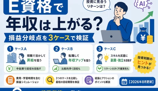 E資格で年収は上がる？損益分岐点を3ケースで検証【2026年8月更新】