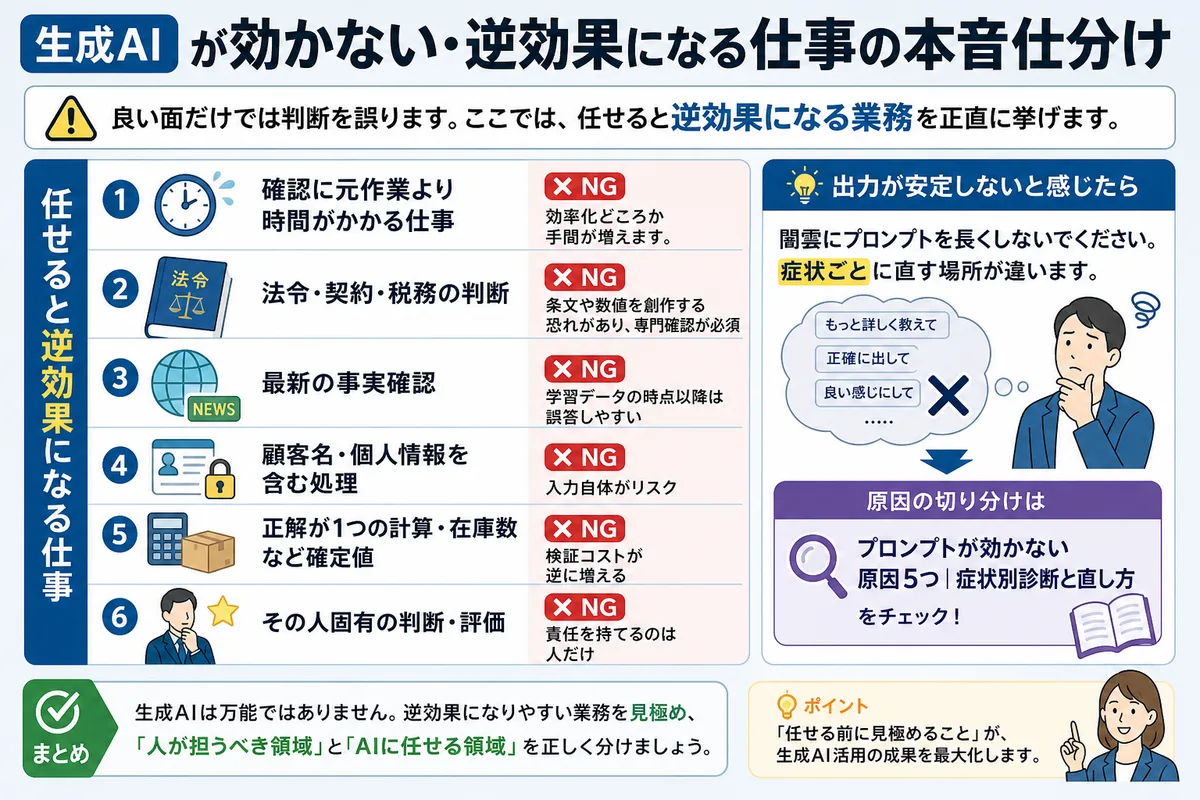 生成AIが効かない・逆効果になる仕事の本音仕分け