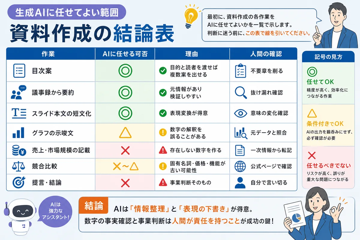 生成AIに任せてよい範囲|結論表