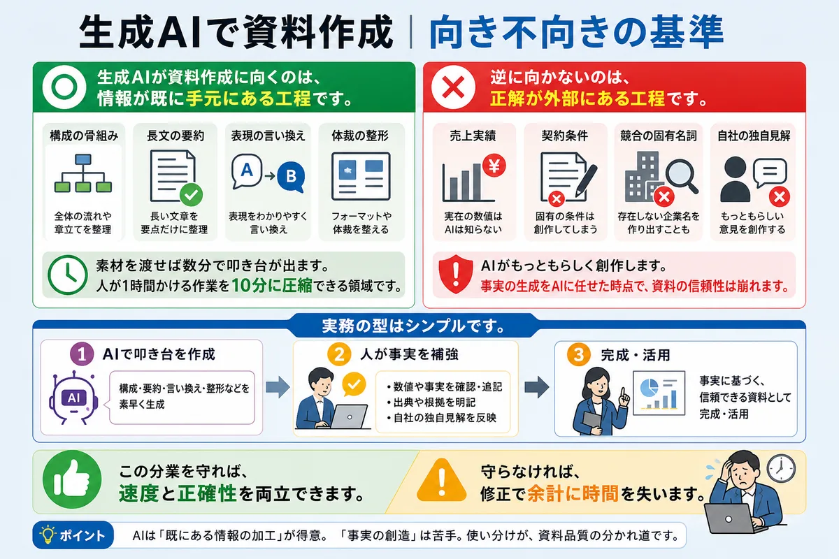 生成AIで資料作成|向き不向きの基準