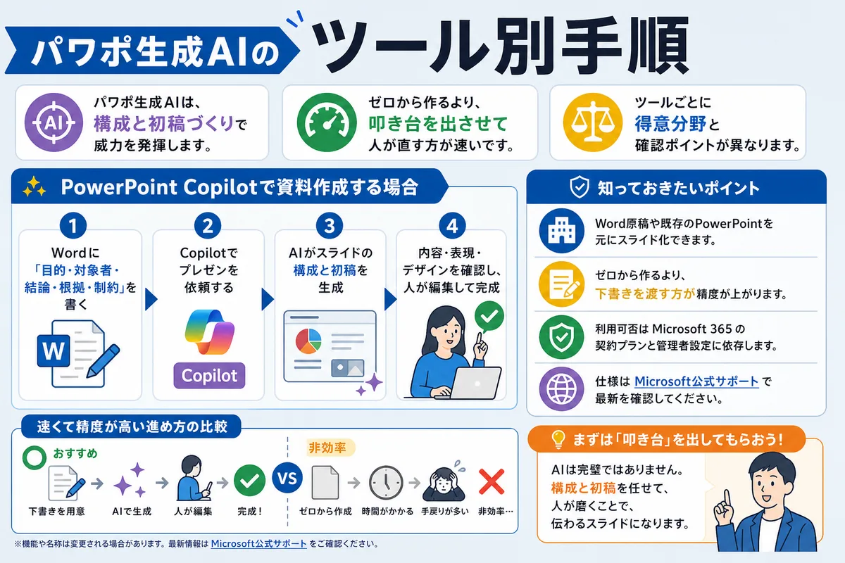 パワポ生成AIのツール別手順