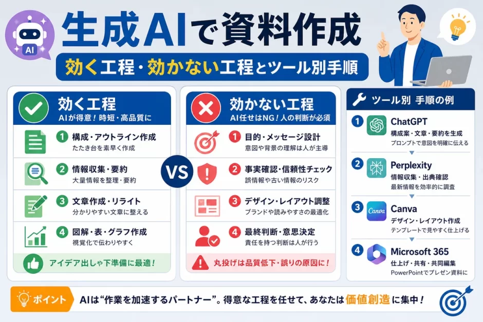 生成AIで資料作成｜効く工程・効かない工程とツール別手順