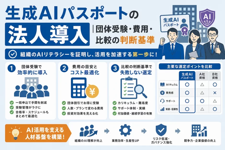 生成AIパスポートの法人導入｜団体受験・費用・比較の判断基準