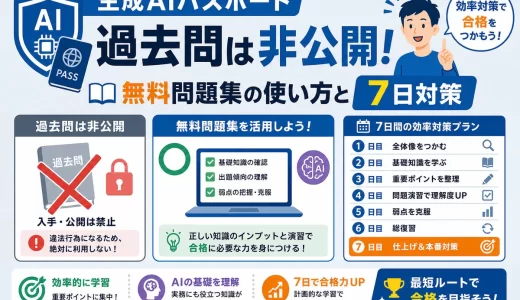 生成AIパスポートの過去問は非公開｜無料問題集の使い方と7日対策