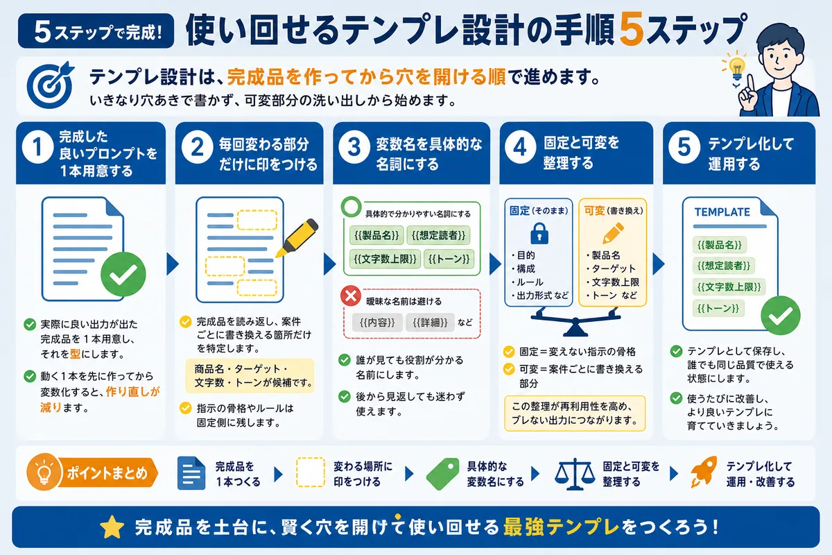 使い回せるテンプレ設計の手順5ステップ