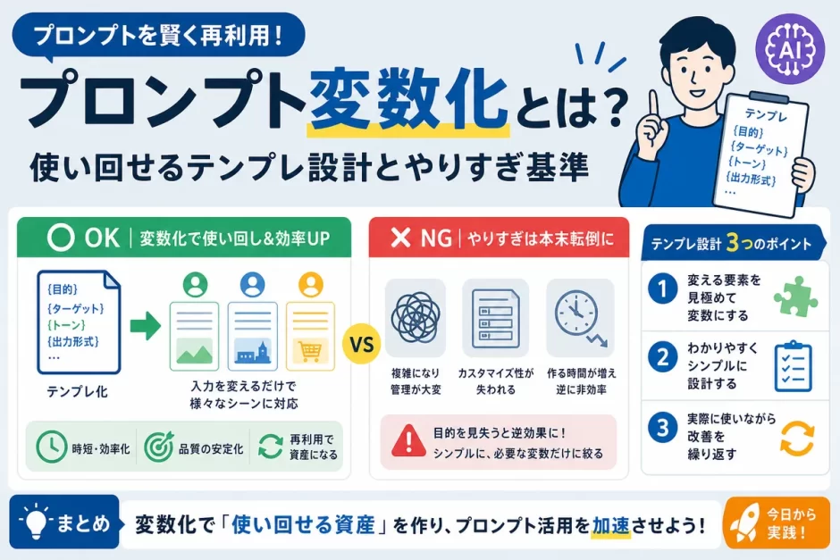 プロンプト変数化とは？使い回せるテンプレ設計とやりすぎ基準