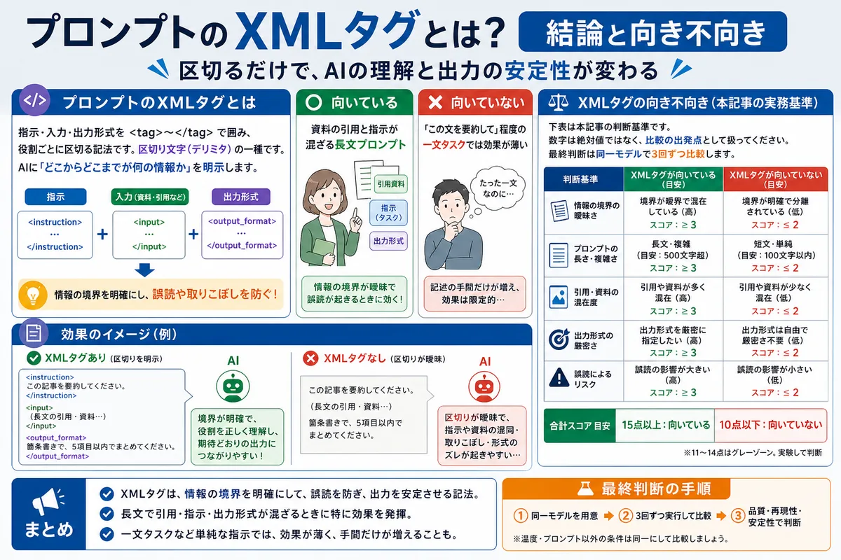 プロンプトのXMLタグとは?結論と向き不向き