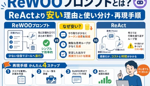 ReWOOプロンプトとは？ReActより安い理由と使い分け・再現手順