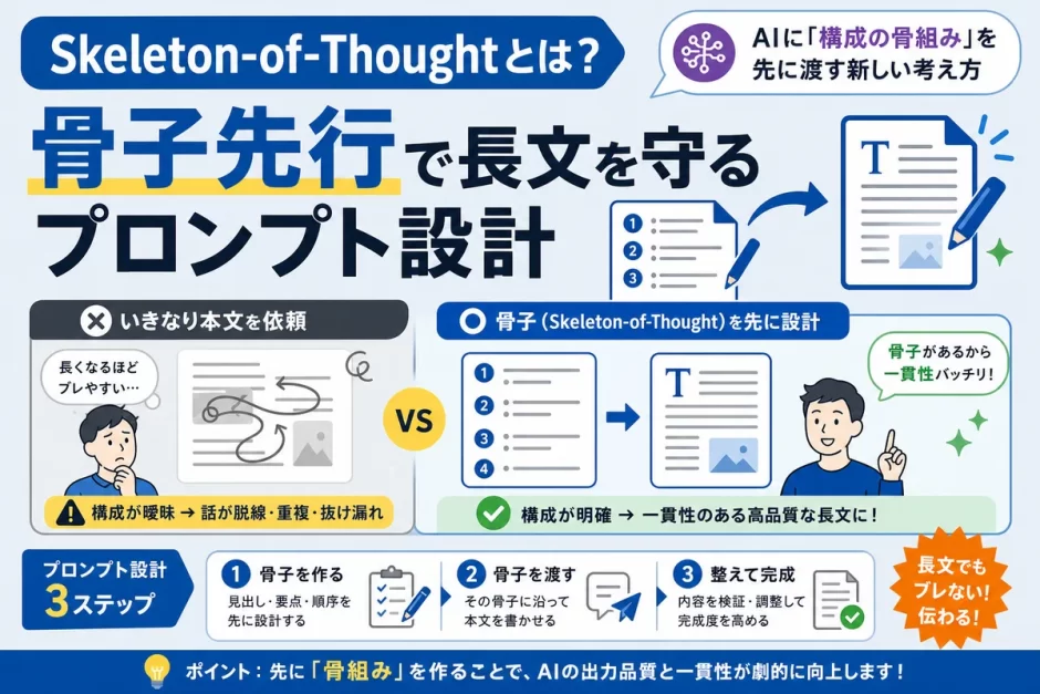 Skeleton-of-Thoughtとは？骨子先行で長文を守るプロンプト設計