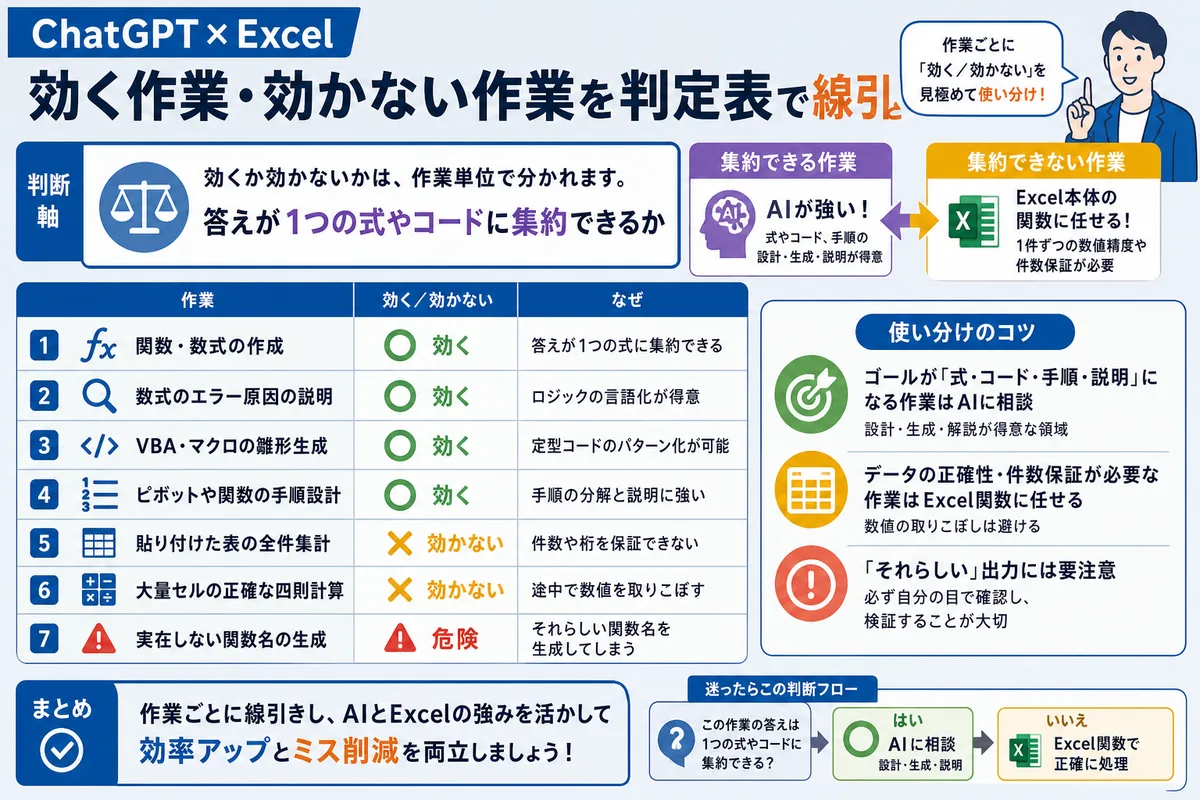 ChatGPT×Excelの効く作業・効かない作業を判定表で線引き