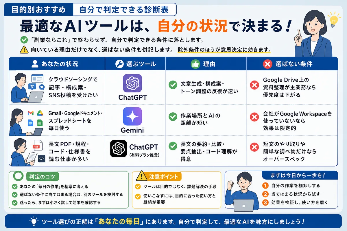 目的別おすすめ|自分で判定できる診断表