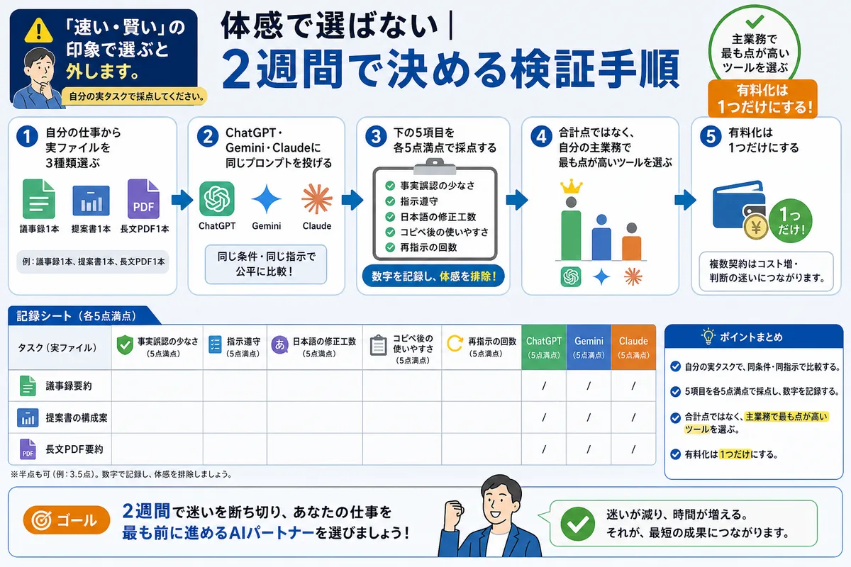 体感で選ばない|2週間で決める検証手順